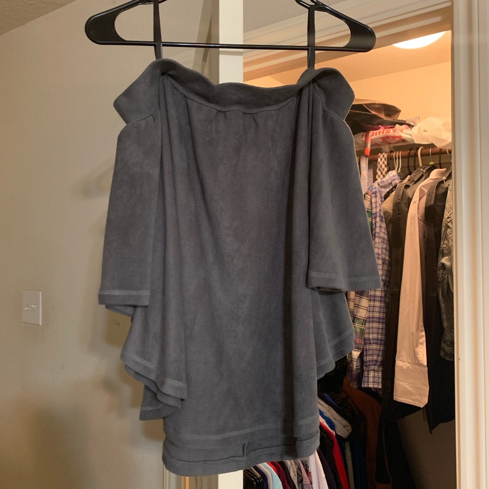 Olivaceous Off The Shoulder Faux Suede Top